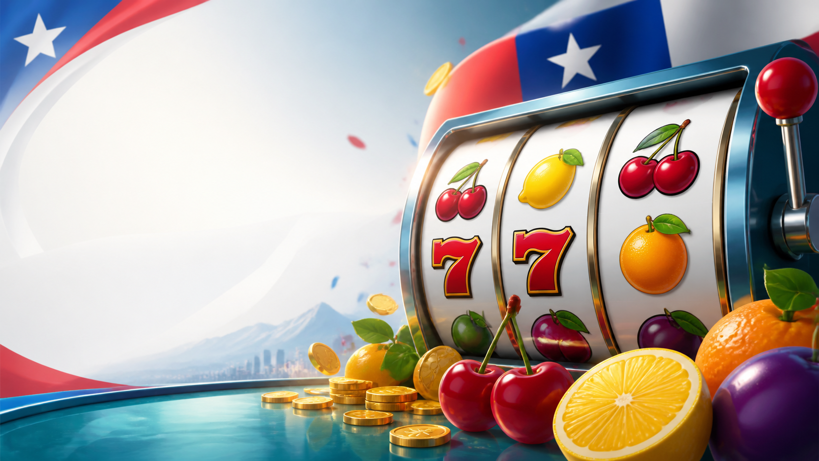 Fruit Cocktail gratis con frutas tropicales y ambiente de casino online para Chile